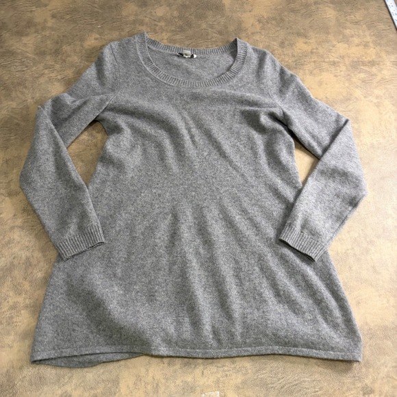 Isaac Mizrahi Live! Sweaters - Isaac Mizrahi Live! Tunic Sweater Womens S Gray 100% Cashmere A-Line Scoop Neck